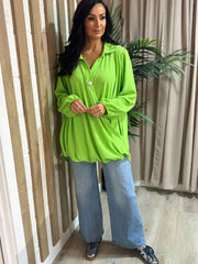 Lime Crepe Crossover Blouse Tiffany