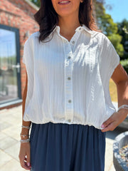 White Bubble Hem Striped Shirt Emma