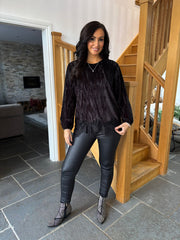 Black Lace Detail Top Luna