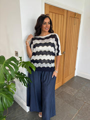 Navy Chevron Stripe Knit Olive