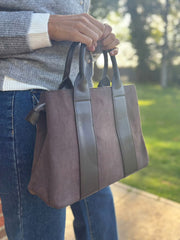 Chocolate Multi Fabric Handbag