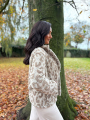 Stone Leopard Teddy Fleece Coat Harley