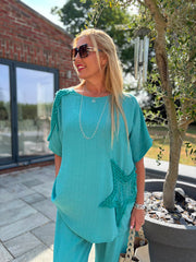 Teal Sequin Star Top Taryn