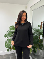 Black Embellished Trim Jumper Sarah