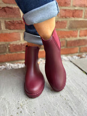 Wine Chelsea Style Wellie Boots