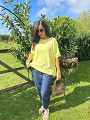 Lemon Applique Floral Crepe Top Astra