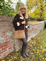 Chocolate & White Chunky Heart Knit Toni