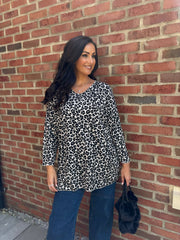 Stone Leopard Fine Knit Top Bella