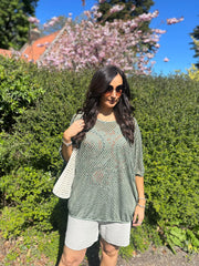 Khaki Shimmer Loose Weave Top Jasmine