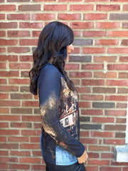 Navy Scenic Printed Top River