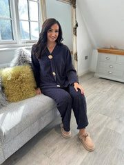 Navy Knitted Top and Trouser Set Evie
