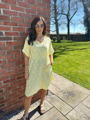 Lemon Polka Dot Bubble Cotton Dress Mandy