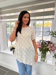 Stone Textured Asymmetric Mesh Top Suzette