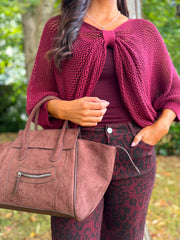Wine Gathered Loose Knit Paige
