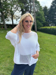 White Pocket Loose Knit Bexley