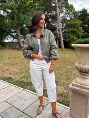 Khaki Lace Lined Jacket Harlow