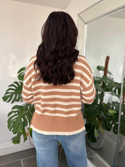 Camel Striped Roll Neck Knit Evie