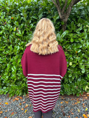 Wine Stripe Knitted Jumper Anne