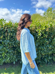 Denim Lace Detail Blouse Hattie