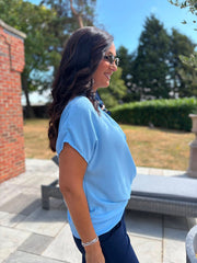 Blue Twist Drape Top Jacqueline