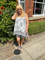 Black Botanical Print Vest Annie