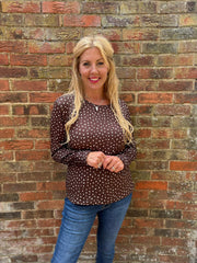 Chocolate Polka Dot Super Soft Round Neck