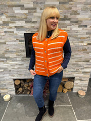 Orange Stripe Knitted Waistcoat Emily