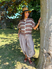 Chocolate Zig Zag Short Sleeve Bomber Angie