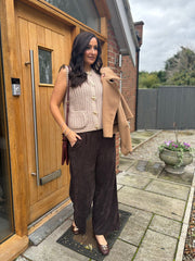 Mocha Chunky Knit Waistcoat Clara