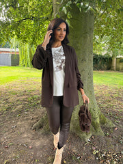 Chocolate Sequin Leaf Tee Jill