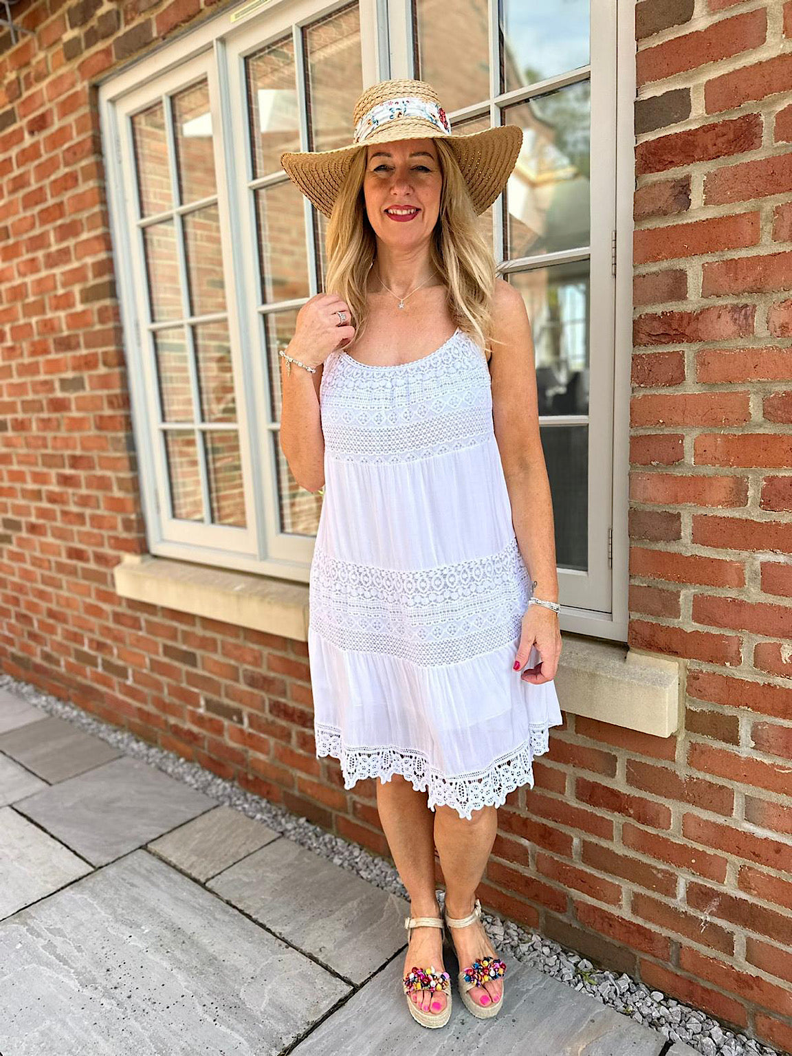 White Crochet Strap Tiered Dress Billie Tillett s