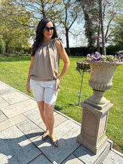 Mocha Sleeveless Tie Detail Top Ashley