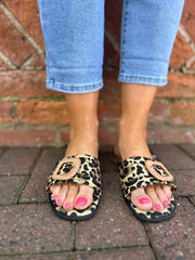 Leopard Buckle Detail Slip Ons