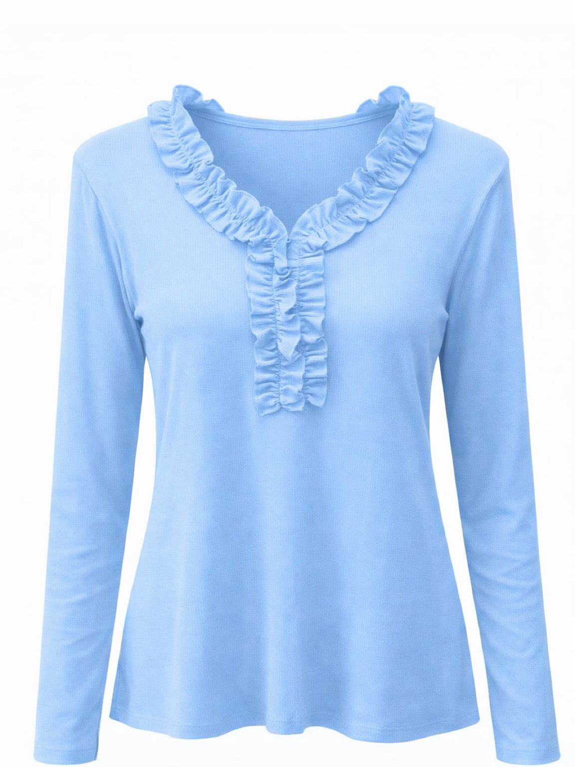 Blue Ruffle Detail Top Jeanelle – Tillett's