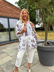 White Brushed Print Blouse Farrah
