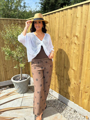 White Gathered Loose Knit Paige