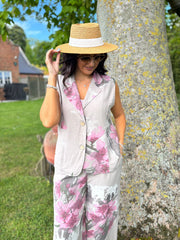 Stone Flower Print Top Claudette
