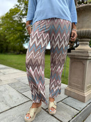 Stone Zig Zag Wide Leg Trousers