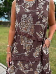 Chocolate Embroidery Tiered Dress Sammie