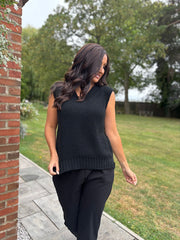 Black V-Neck Knitted Vest Evelyn