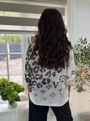 Monochrome Leopard Knit Top Dawn