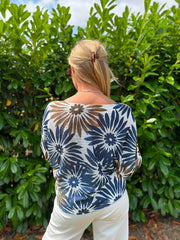 Navy Daisy Burst Knit Top Dawn