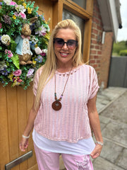Pink Multi Hole Layered Top Laurel