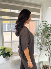 Chocolate Bubble Cotton Trouser Set Hayley