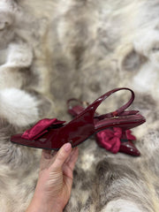 Wine Kitten Heel Bow Shoes