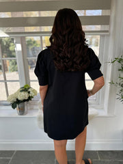 Black Button Detail Dress Helena