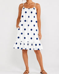 Navy Polka Dot Summer Dress Dahlia
