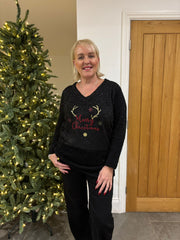 Black Reindeer Christmas Jumper Kendal