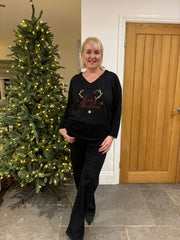 Black Reindeer Christmas Jumper Kendal
