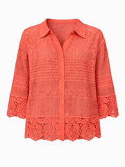 Coral Crochet Detail Shirt Jacket Jenny